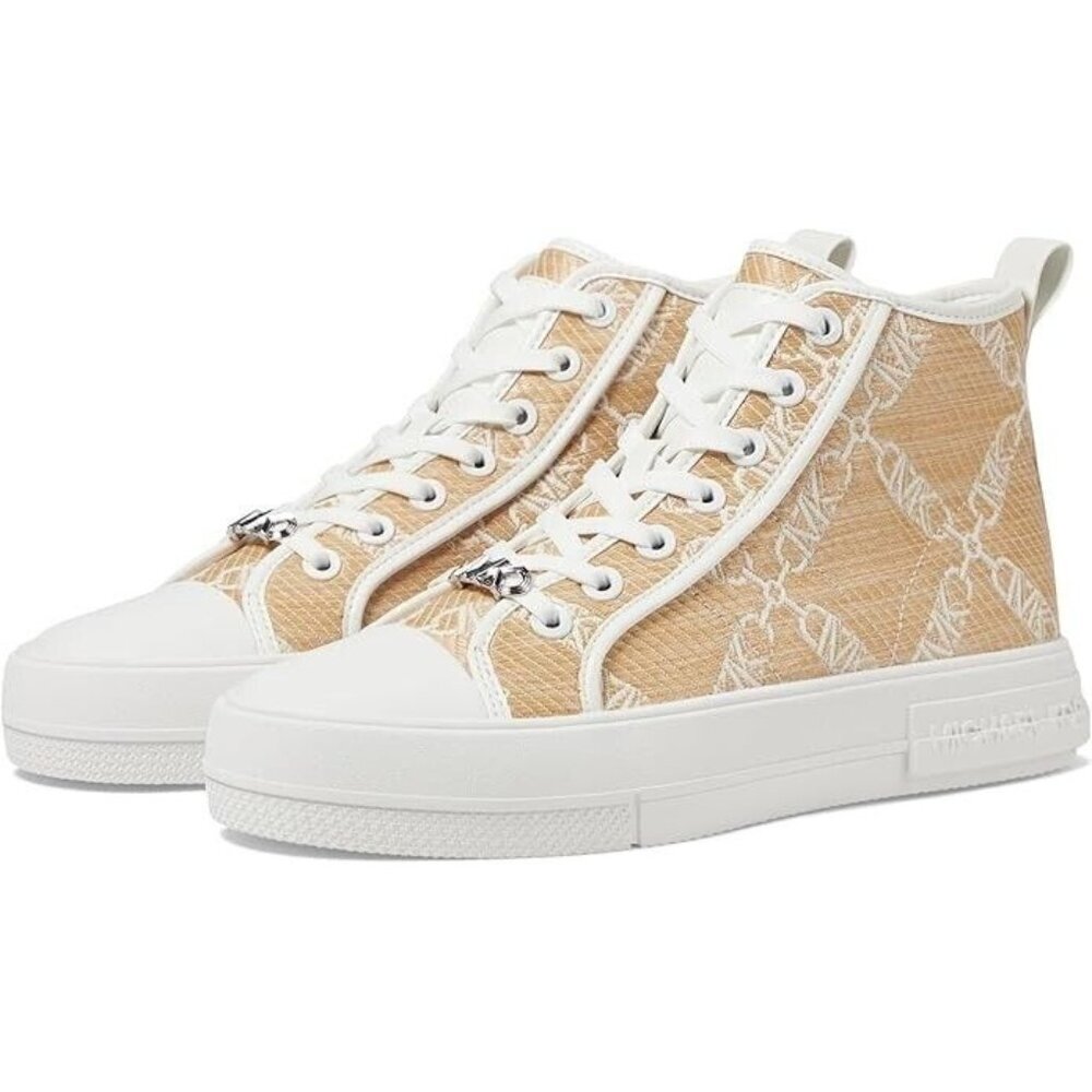 Michael kors High Top Sneakers Shoes Women's Evy Empire Logo Jacquard Lace up
